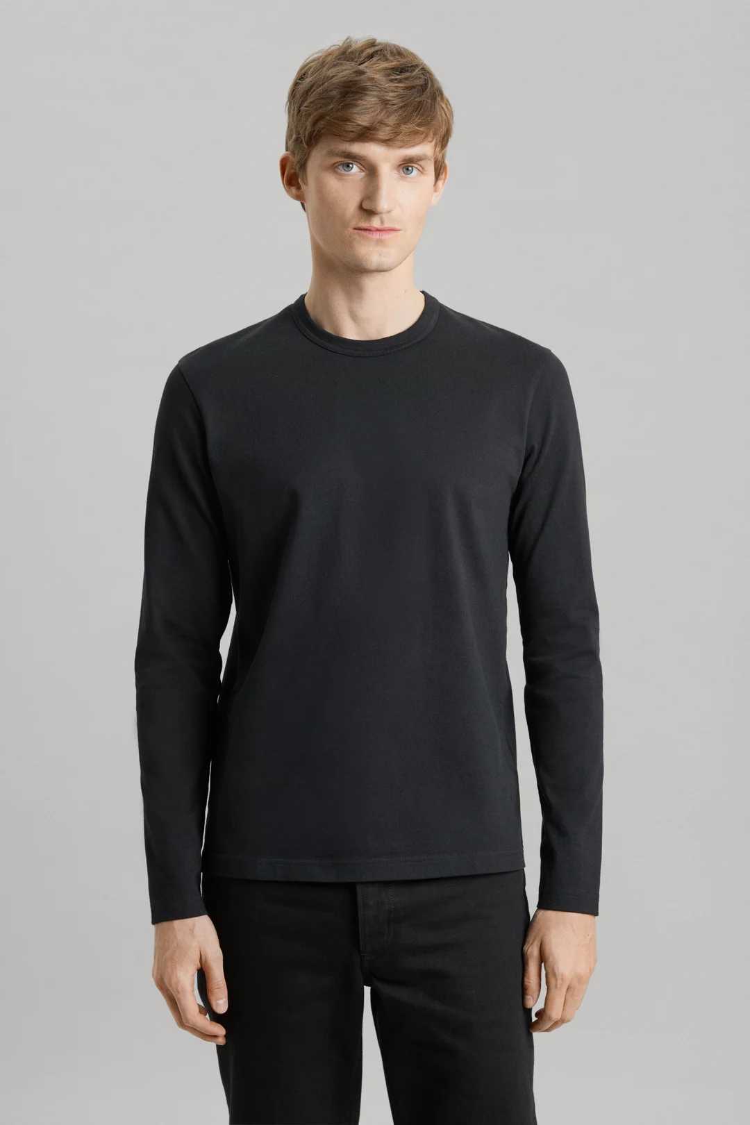 Black Long Sleeve T-Shirt Organic Cotton Crewneck ASKET