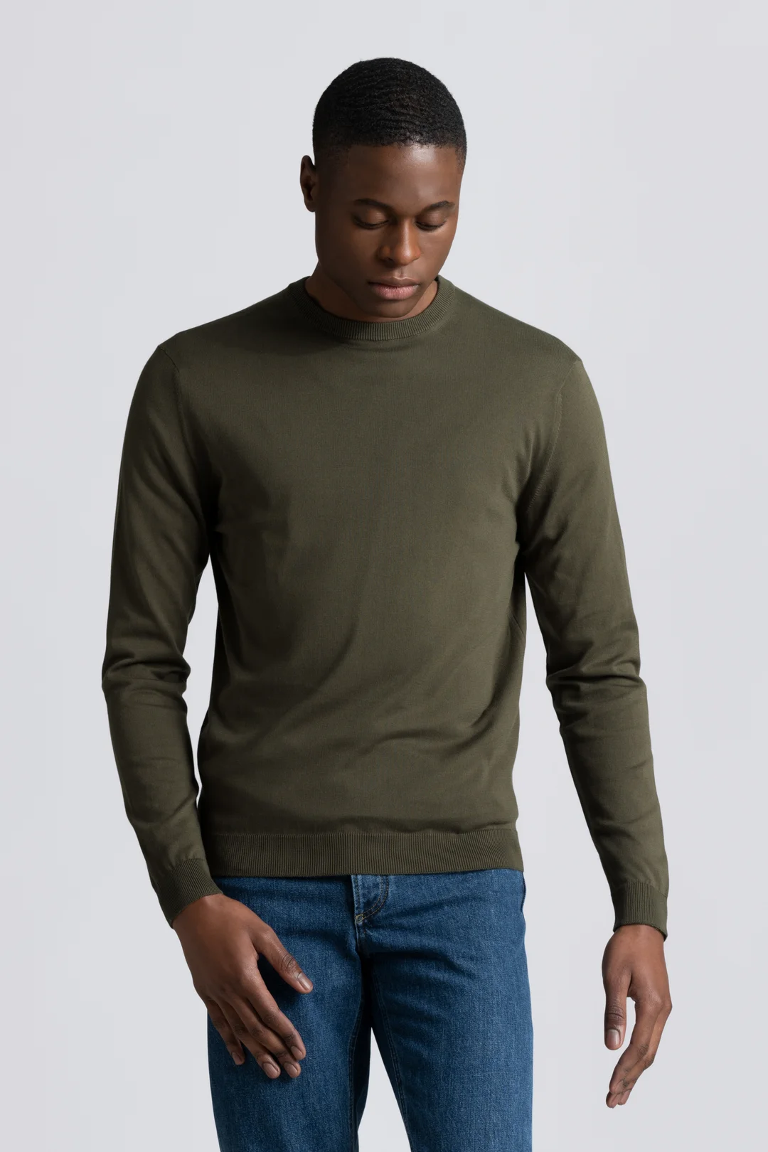 Olive Cotton Sweater | Long Staple Organic Cotton - ASKET