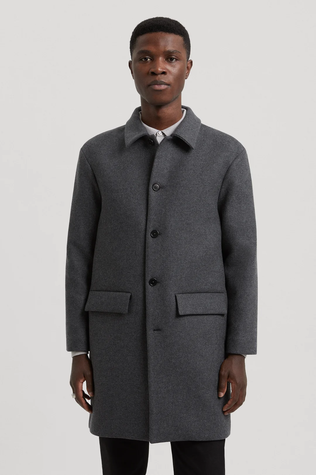 Charcoal Melange Wool Coat | Recycled Wool Outerwear - ASKET