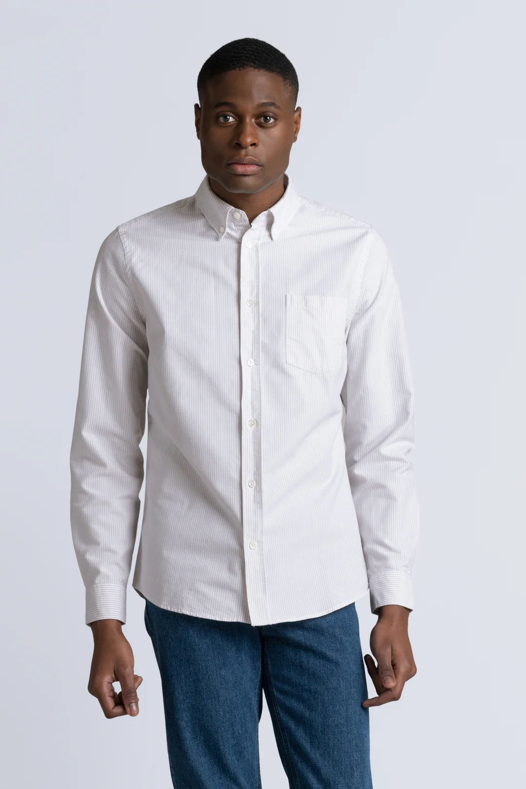 Light Grey Stripe Oxford Shirt | Organic Cotton Button Down - ASKET