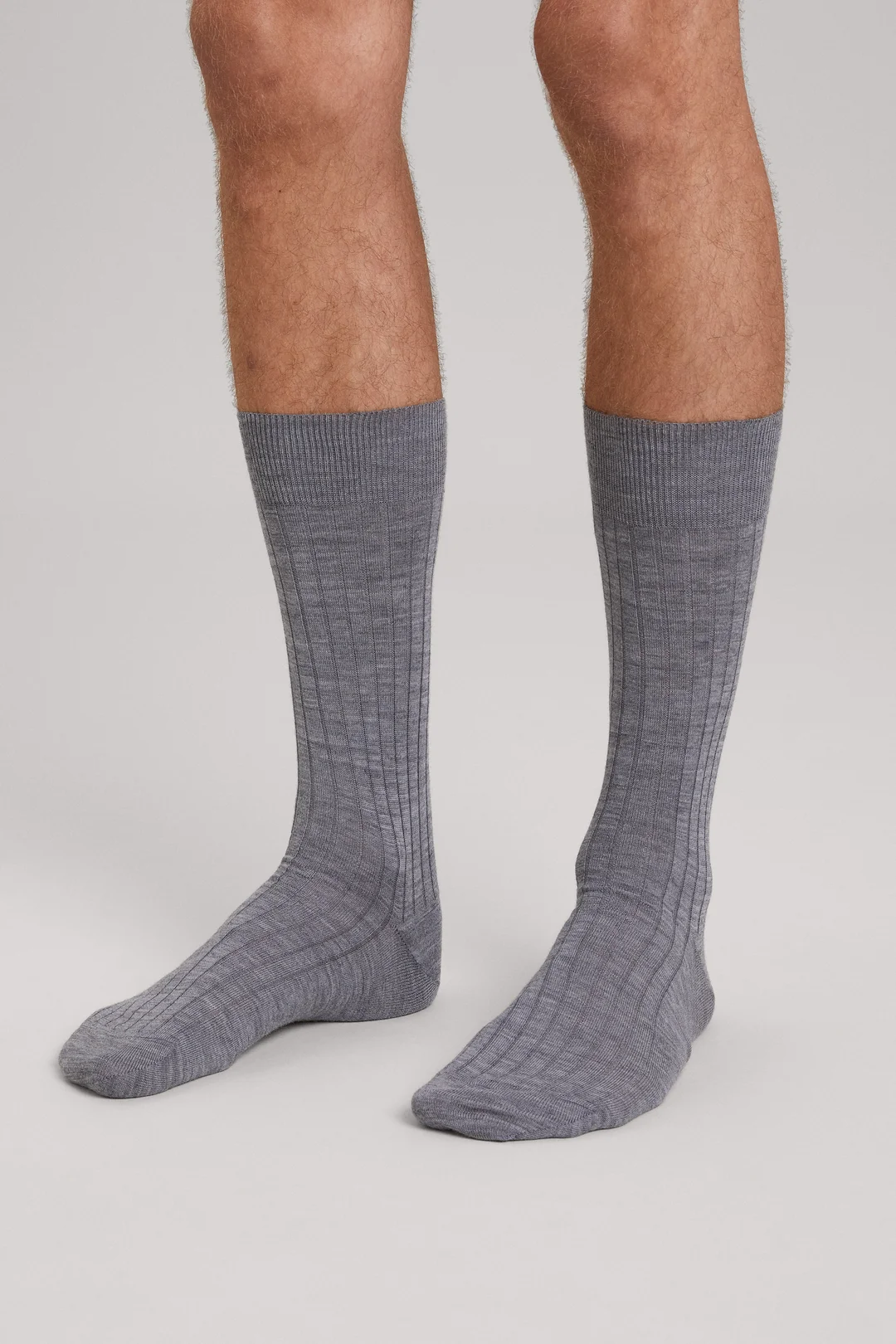 Light Grey Merino Sock 3-Pack | Ribbed Italian Wool - ASKET