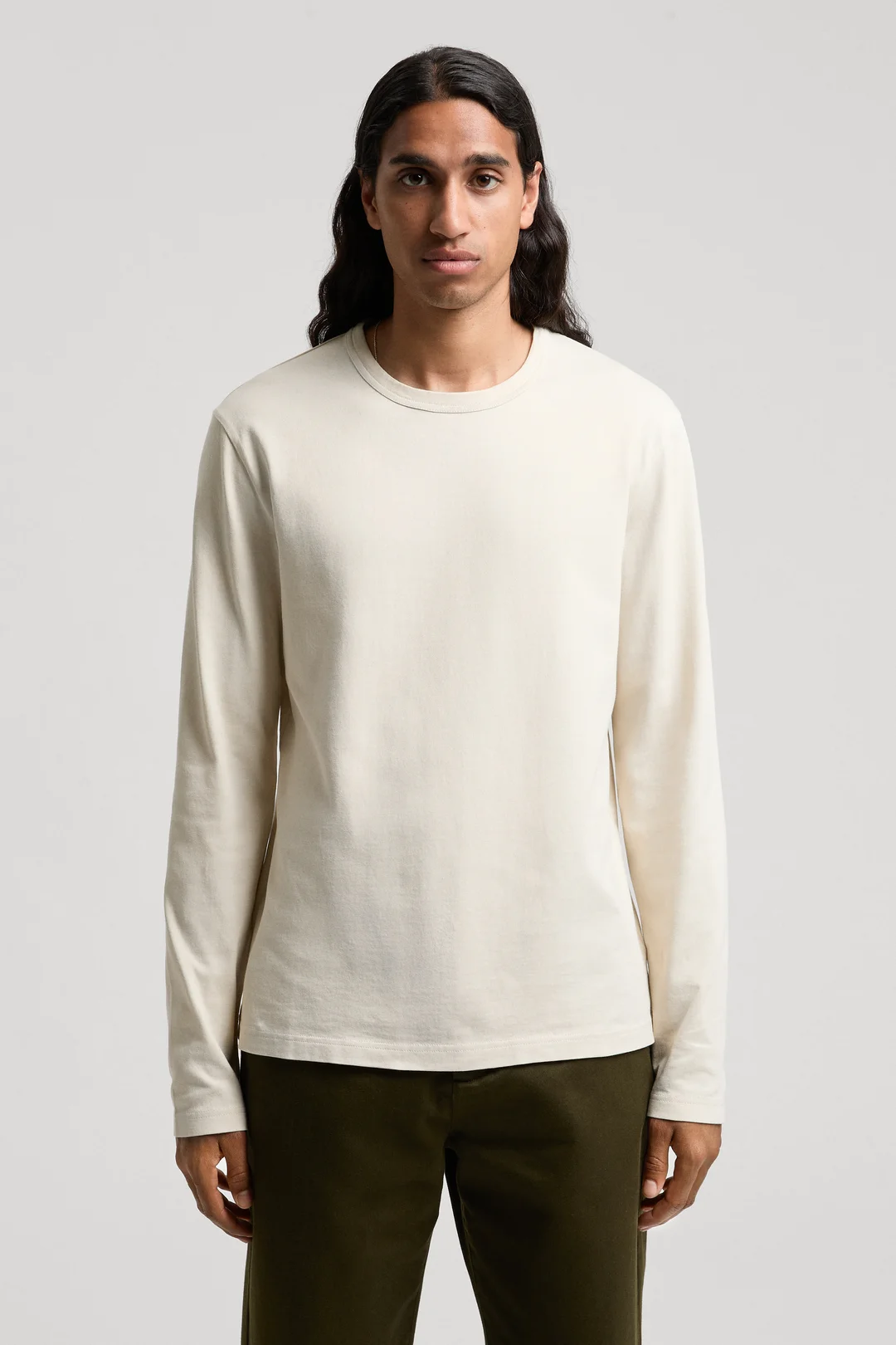 Off White Long Sleeve T Shirt Organic Cotton Crewneck ASKET