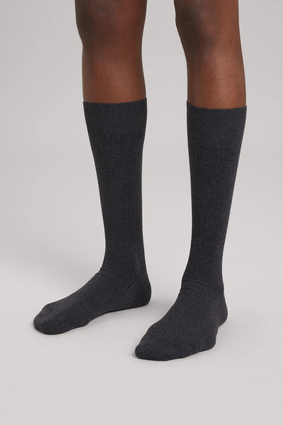 Charcoal Melange Ribbed Cotton Sock | Men's Italian - ASKET