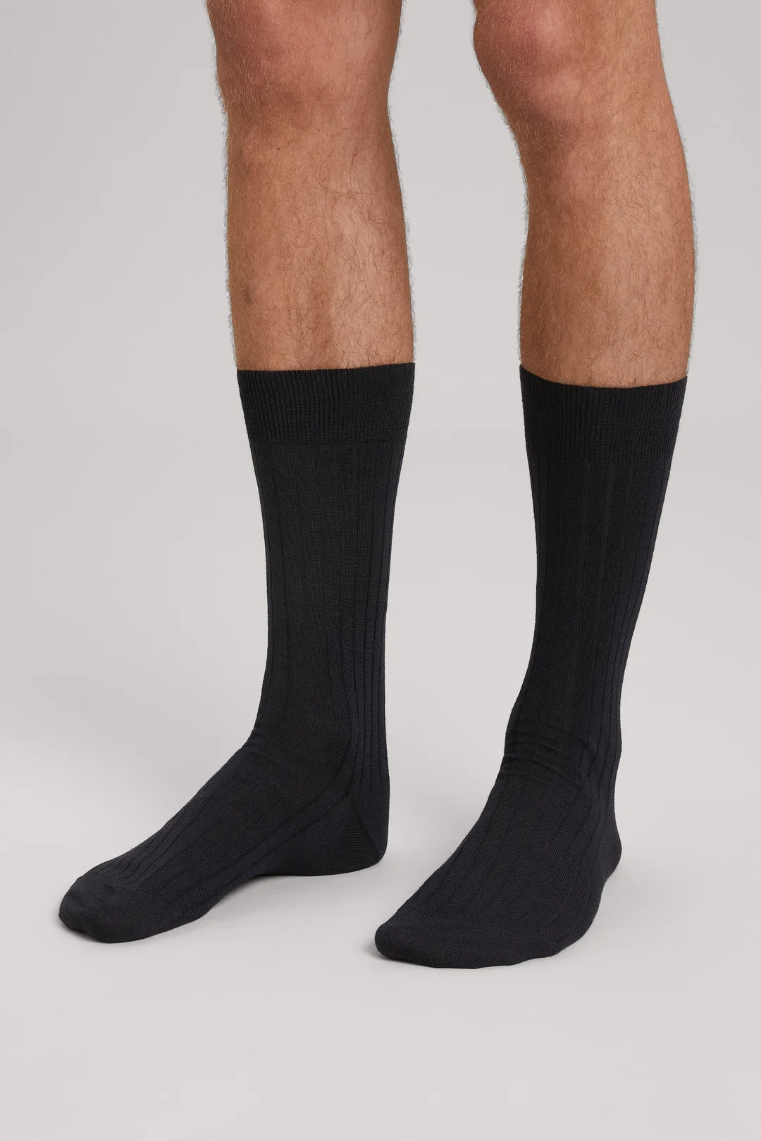 Black Merino Sock | Ribbed Italian Wool - ASKET