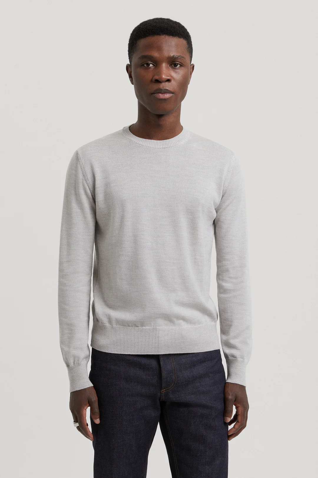 Light Grey Merino Sweater | Fine Wool Crewneck - ASKET