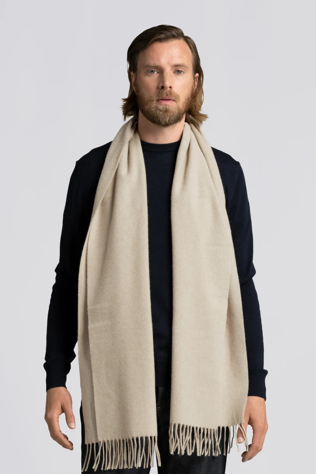 Classic wool scarf beige mélange