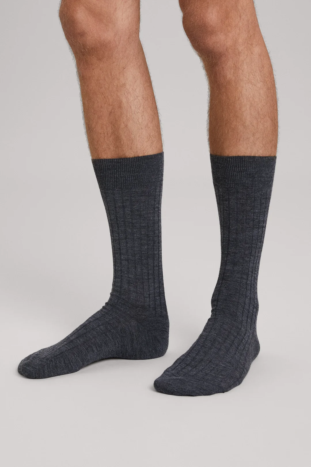 Charcoal Melange Merino Sock 3-Pack | Ribbed Italian Wool - ASKET