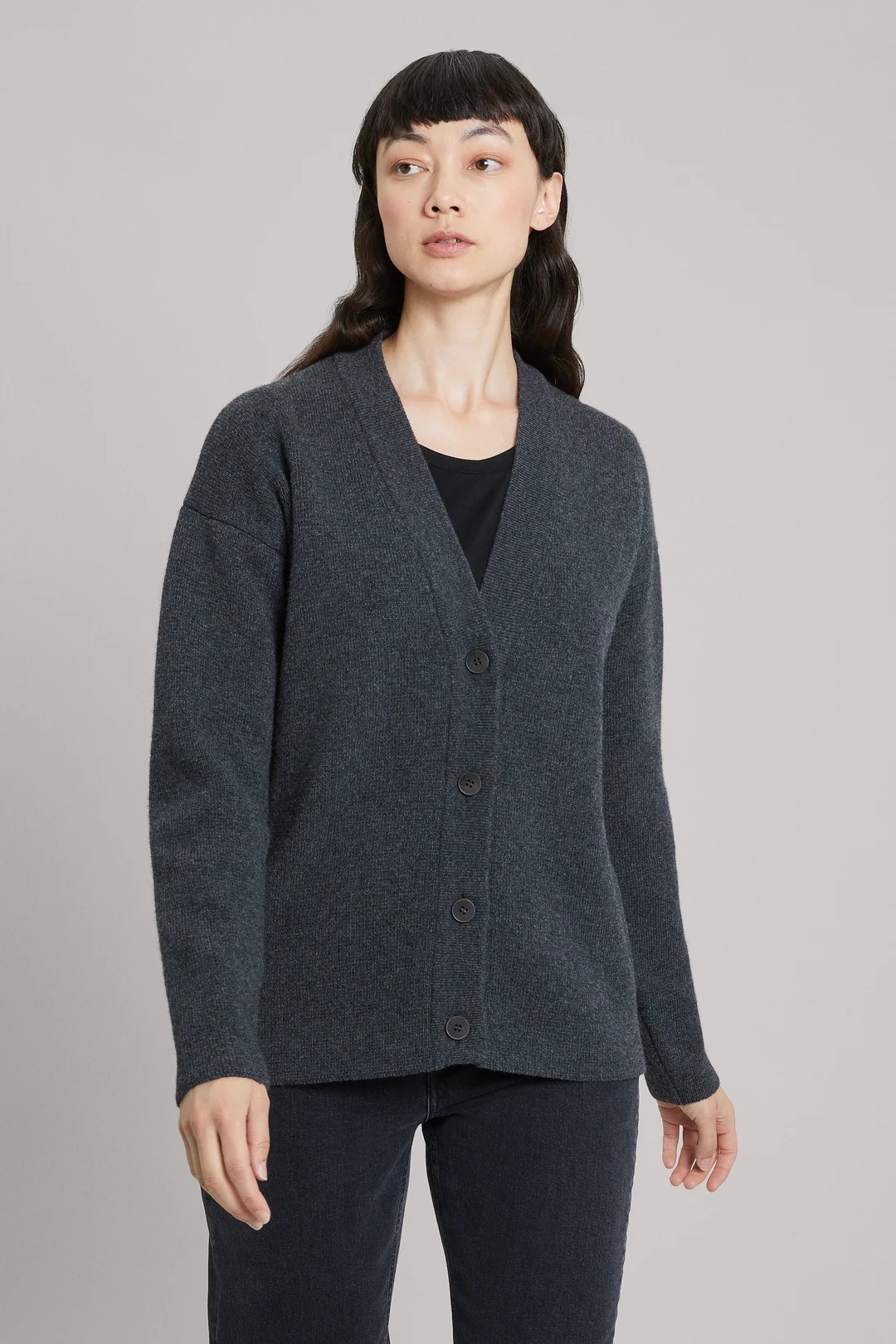 Charcoal Melange Wool Cardigan | 100% Recycled Wool- ASKET