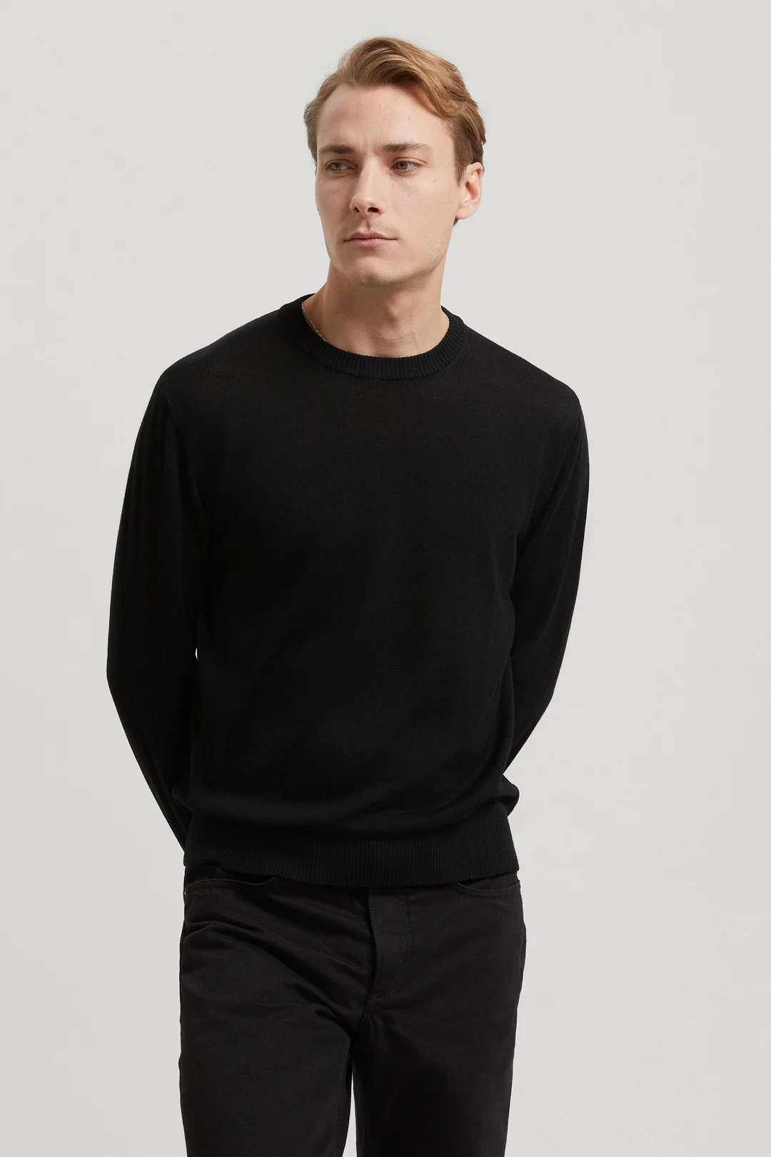 ASKET - The Merino Half Zip Sweater Black - Merino Wool - Mens