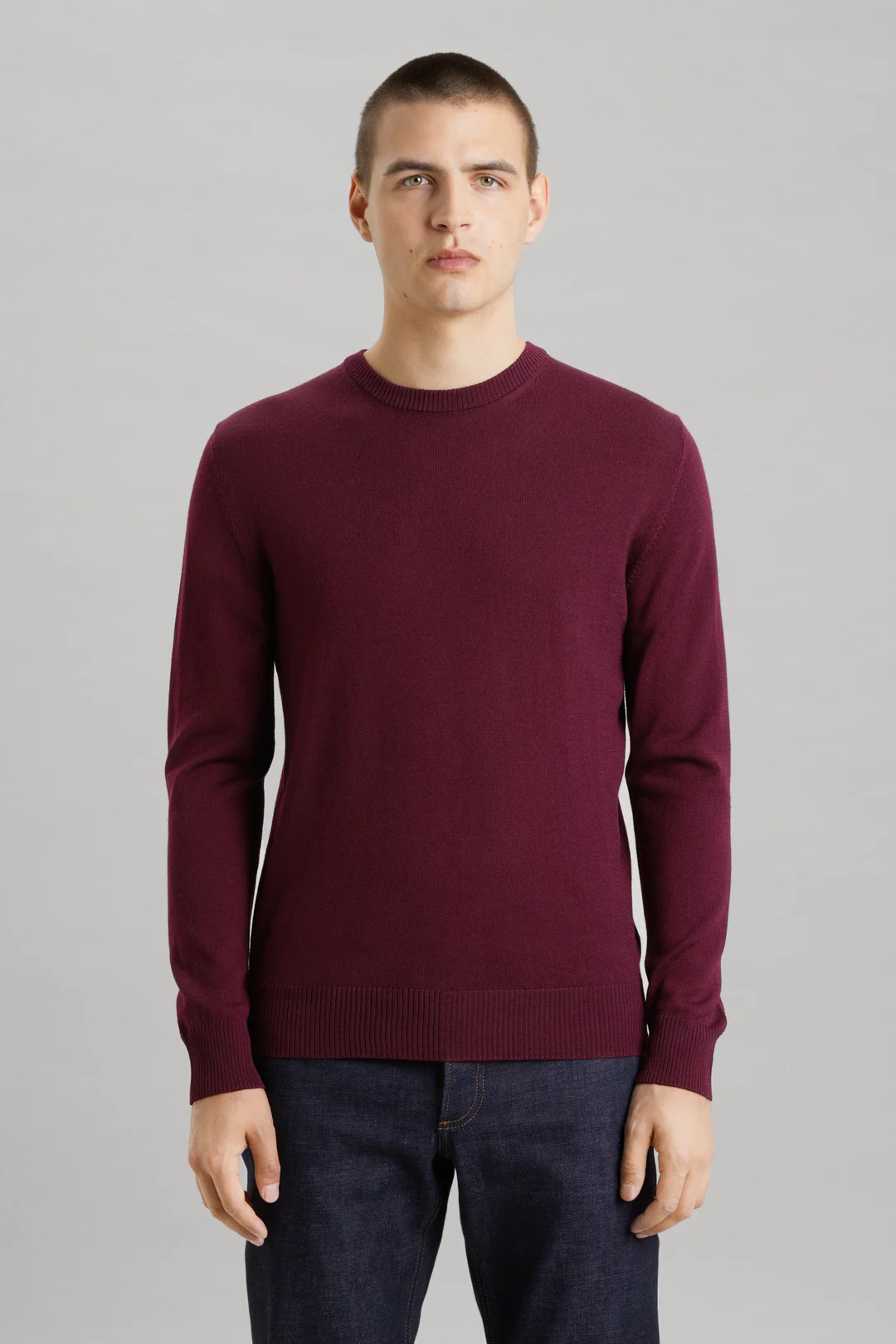 Burgundy Merino Sweater | Fine Wool Crewneck - ASKET