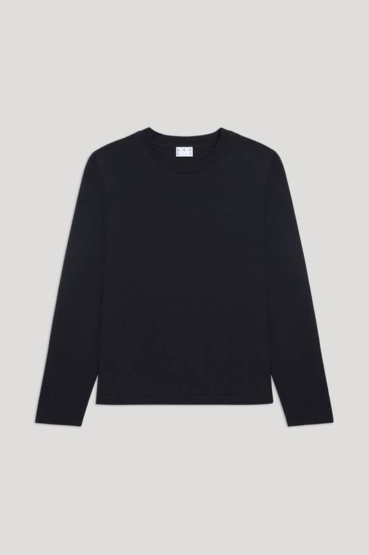 Asket The Long Sleeve T-shirt Dark Navy In Black