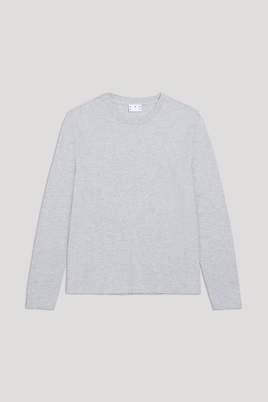 Asket The Long Sleeve T-shirt Grey Melange In White