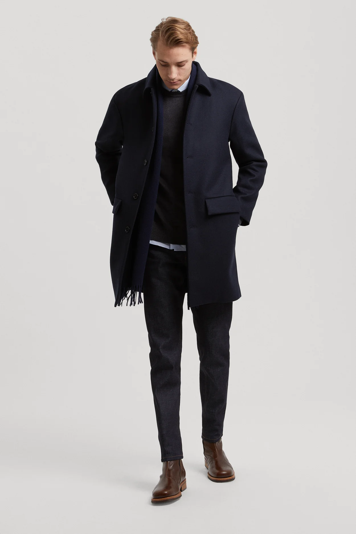 Dark Navy Wool Coat | Recycled Wool Outerwear - ASKET